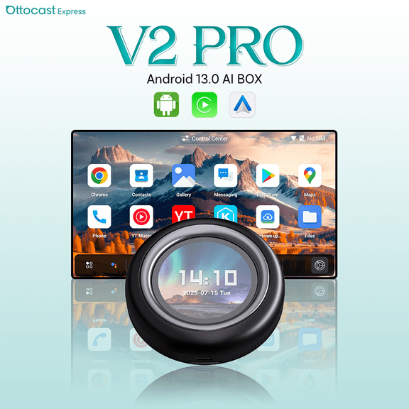 Ottocast Express V2 Pro For BMW Wireless Android Auto/CarPlay Adapter , Android 13 Smart AI Box , with LED Touch Screen , 1080P HDMI Out