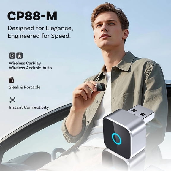 Ottocast Metal Mirror Carplay Adapter Carplay Android Auto 2-in-1 Adapter