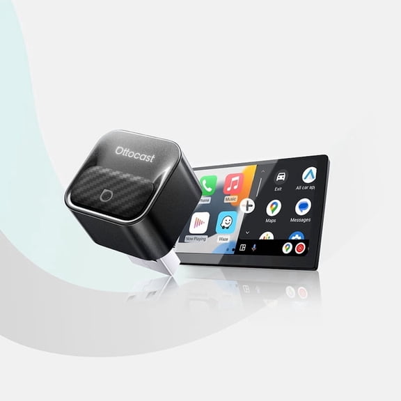 Ottocast Mini Core 2-in-1 Wireless CarPlay Adapter & Android Auto Adapter with Smart Button, Dongle USB Plug & Play