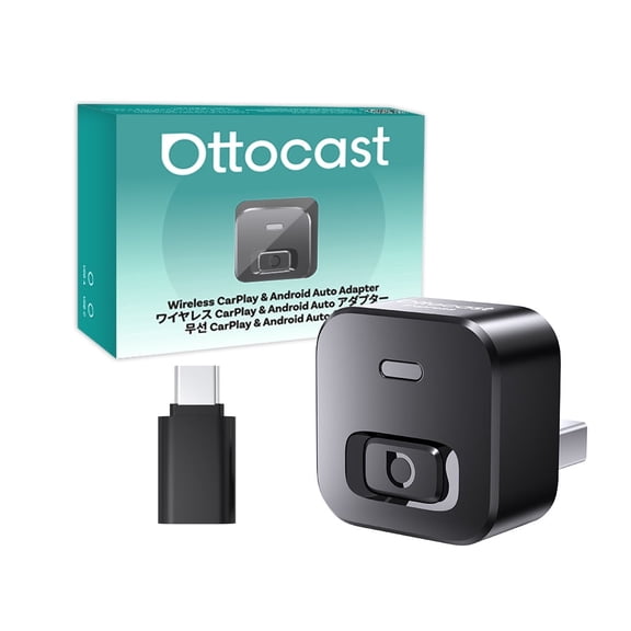 Ottocast Mini Dot Wireless CarPlay & Android Auto Adapter, USB Plug & Play with Button