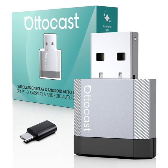 Ottocast Mini Nova Wireless CarPlay Adapter , for iPhone Apple Carplay Converter, Wireless Android Auto adapter, Extension USB & USB-C/Type-C, Fast Connect