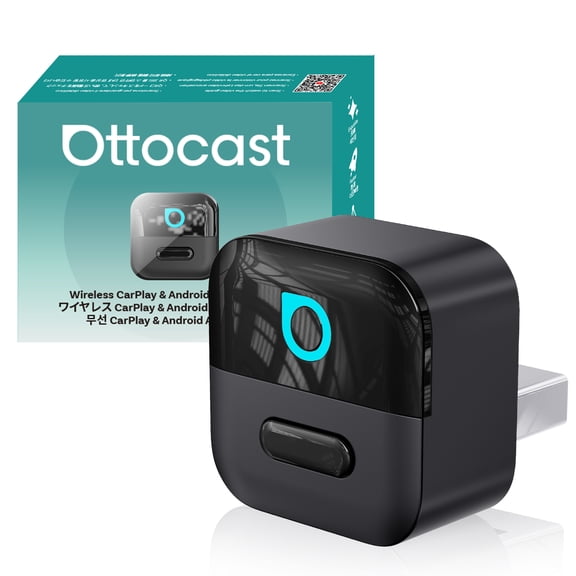Ottocast Mini Pico 2-in-1 Wireless CarPlay Android Auto Adapter, Plug & Play, with Smart Button One-Click Disconnect WIFI