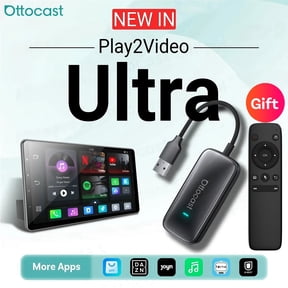Ottocast Play2Video Ultra Wireless CarPlay AI Box Lite ,With Remote, for Factory Wired Carplay Adapter Cars - Supports Y0uT0be and T1kT0k, Easy to Setup 3 in 1, Dual WiFi Bluetooth