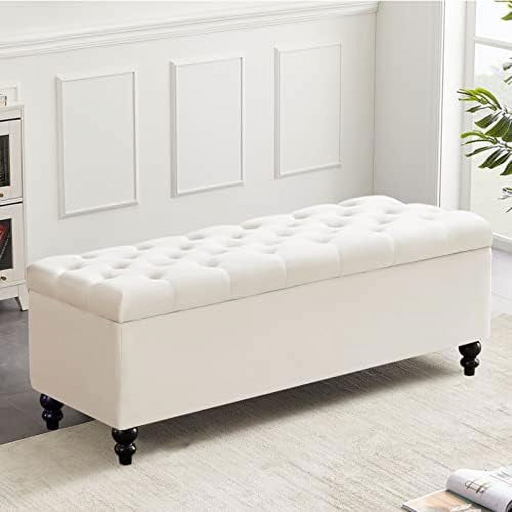 Bench Button Ottoman 50.2 Inches Upholstered Fabric Bench,Button Tufted for Living ...