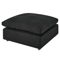 Ottoman Accent Chair , Black, Fabric, Modern Contemporary, Living Lounge Cafe Room Hotel Lobby Hospitality