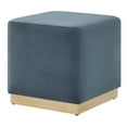 thumbnail image 1 of Ottoman Accent Chair, Blue, Velvet, French Living Lounge Cafe Lobby Hospitality Restaurant, Modern Contemporary Boutique HB36571, 1 of 9