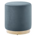 thumbnail image 1 of Ottoman Accent Chair, Blue, Velvet, French Living Lounge Cafe Lobby Hospitality Restaurant, Modern Contemporary Boutique HB36613, 1 of 8