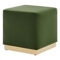 thumbnail image 1 of Ottoman Accent Chair, Green, Velvet, French Living Lounge Cafe Lobby Hospitality Restaurant, Modern Contemporary Boutique HB36572, 1 of 9