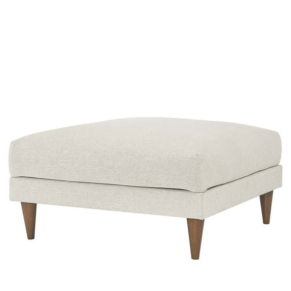 Ottoman Accent Chair, Ivory White, Fabric, Living Kitchen Cafe Bistro Hospitality Restaurant, Modern Contemporary HB36241