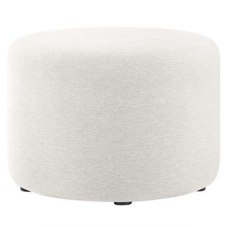 Ottoman Accent Chair, Ivory White, Fabric, Living Kitchen Cafe Bistro Hospitality Restaurant, Modern Contemporary HB36586