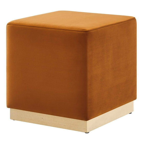 Ottoman Accent Chair, Reddish Brown Natural, Velvet, French Living Lounge Cafe Lobby Hospitality Restaurant, Modern Contemporary Boutique HB36573
