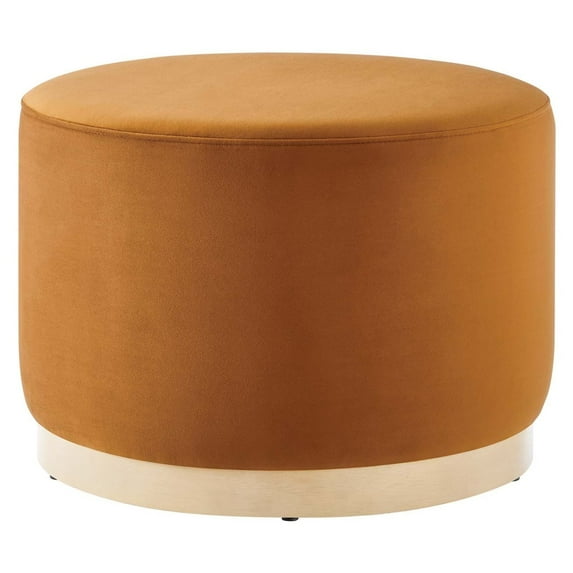 Ottoman Accent Chair, Reddish Brown Natural, Velvet, French Living Lounge Cafe Lobby Hospitality Restaurant, Modern Contemporary Boutique HB36591