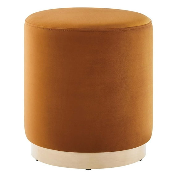 Ottoman Accent Chair, Reddish Brown Natural, Velvet, French Living Lounge Cafe Lobby Hospitality Restaurant, Modern Contemporary Boutique HB36615