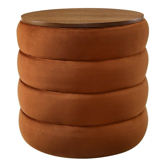 Ottoman Accent Chair, Reddish Brown, Velvet, Living Kitchen Cafe Bistro Hospitality Restaurant, Modern Contemporary Boutique HB36661