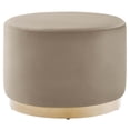 thumbnail image 1 of Ottoman Accent Chair, Taupe Gray Natural, Velvet, French Living Lounge Cafe Lobby Hospitality Restaurant, Modern Contemporary Boutique HB36592, 1 of 8