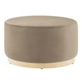 thumbnail image 1 of Ottoman Accent Chair, Taupe Gray Natural, Velvet, French Living Lounge Cafe Lobby Hospitality Restaurant, Modern Contemporary Boutique HB36600, 1 of 7