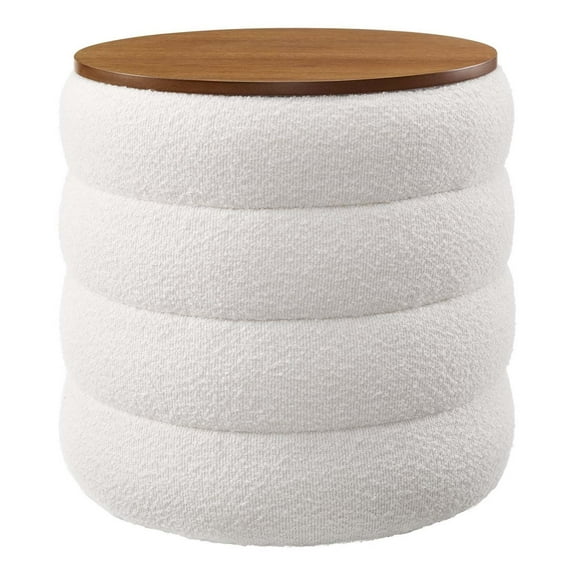 Ottoman Accent Chair, White, Fabric, Living Kitchen Cafe Bistro Hospitality Restaurant, Modern Contemporary HB36663