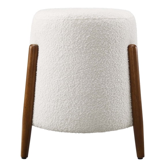 Ottoman Accent Chair, White, Fabric, Living Kitchen Cafe Bistro Hospitality Restaurant, Modern Contemporary HB36665