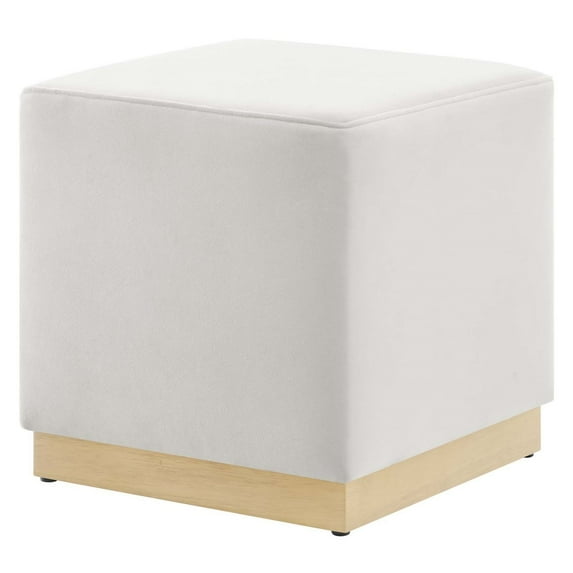 Ottoman Accent Chair, White, Velvet, French Living Lounge Cafe Lobby Hospitality Restaurant, Modern Contemporary Boutique HB36570