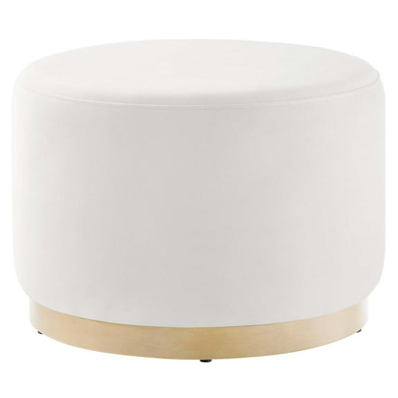 Ottoman Accent Chair, White, Velvet, French Living Lounge Cafe Lobby Hospitality Restaurant, Modern Contemporary Boutique HB36588