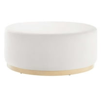 Ottoman Accent Chair, White, Velvet, French Living Lounge Cafe Lobby Hospitality Restaurant, Modern Contemporary Boutique HB36604