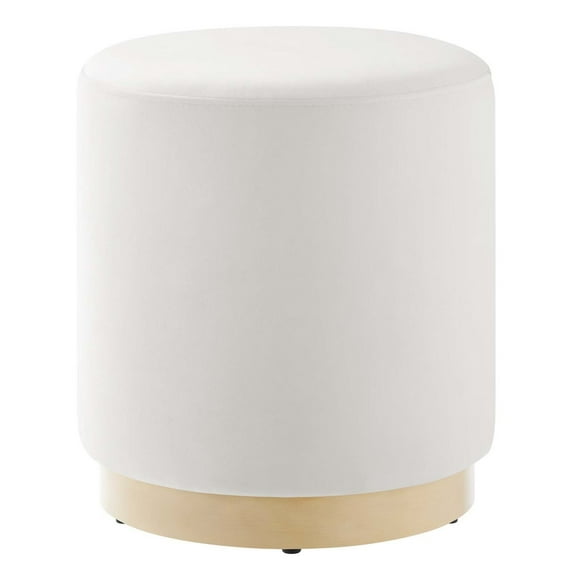 Ottoman Accent Chair, White, Velvet, French Living Lounge Cafe Lobby Hospitality Restaurant, Modern Contemporary Boutique HB36612