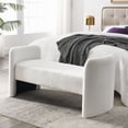 thumbnail image 1 of Ottoman Bench, 52" End of Bed Bench Bedroom Bench with 250 lbs Seating and Arms, Bench for Bedroom End of Bed in Teddy Fabric, Indoor Bench for Living Room, Entryway, Dining Room, Ivory, 1 of 8