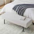 thumbnail image 1 of Ottoman Bench, Modern Upholstered Bench for End of Bed, Entryway Bench Soft Kitchen Bench, Foot Rest Dining Bench for Living Room, Kitchen, Bedroom and Office, 45"L x13"Wx 17"H, White Linen, 1 of 7