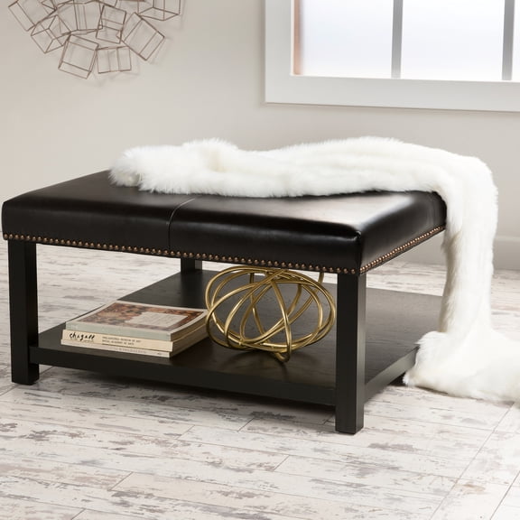 Ottoman Bench for Afternoon Gatherings | Dual-Role as Coffee Table and Seat | Birch Wood and PU Material | Addresses Storage and Seating Needs