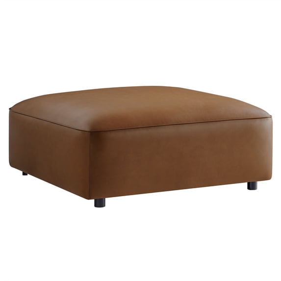 Ottoman Chair, Brown, Faux Leather, Living Room Lounge Cafe Lobby Hospitality Restaurant, Modern Contemporary, HB37663