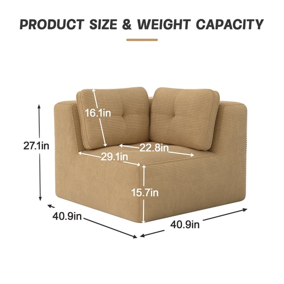 Ottoman Corduroy -Camel