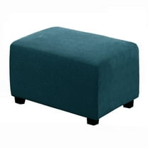 Ottoman Cover Rectangle, Stretch Ottoman Slipcovers 1 Piece Footstool Protector Covers Plaid Storage Ottoman Slipcover with Elastic Bottom for Living Room -Blue-Large