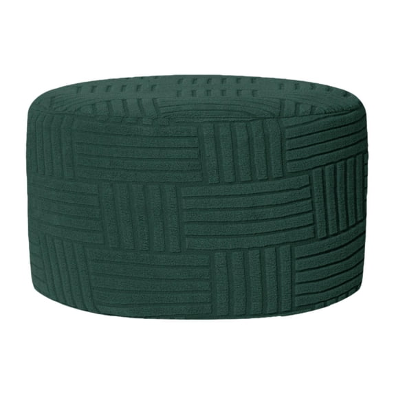 Ottoman Cover Round Ottoman Footstool Slipcover Elastic Stretch Protector Anti Wrinkle for Bedroom Living Room Use