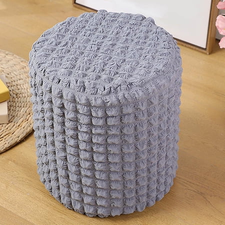 Ottoman Cover Round Stool Ottoman Machine Washable for Dining Room Light Gray