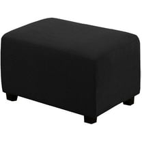 Ottoman Cover Slipcover Rectangle Fit Length 29"-34" Footrest Sofa Slipcovers Stool Cover Footstool Protector Covers Black