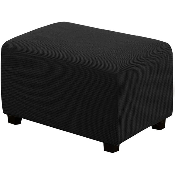 Ottoman Cover Slipcover Rectangle Fit Length 29"-34" Footrest Sofa Slipcovers Stool Cover Footstool Protector Covers Black