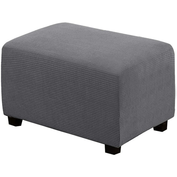 Ottoman Cover Slipcover Rectangle Fit Length 29"-34" Footrest Sofa Slipcovers Stool Cover Footstool Protector Covers Feature Stretch Thick Soft Jacquard Fabric Removable Washable - Grey Large
