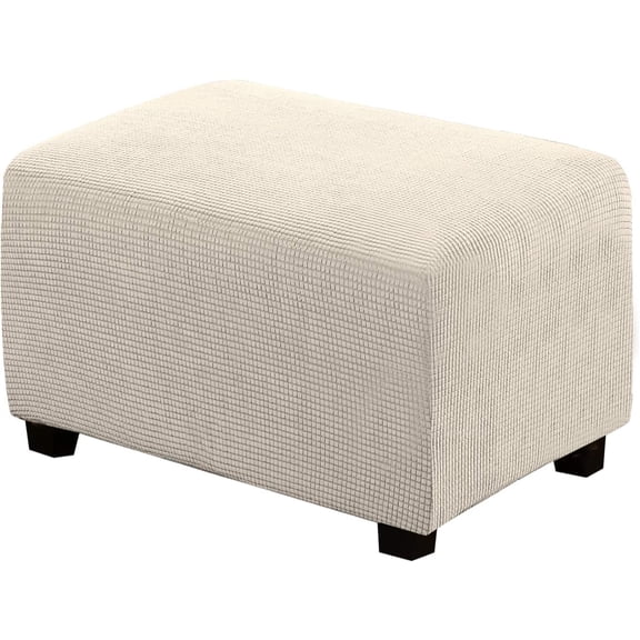 Ottoman Cover Slipcover Rectangle Fit Length 29"-34" Footrest Sofa Slipcovers Stool Cover Footstool Protector Covers Natural
