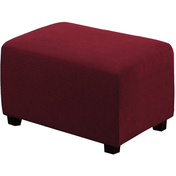 Ottoman Cover Slipcover Rectangle Fit Length 33"-38" Footrest Sofa Slipcovers Stool Cover Footstool Protector Covers Burgundy