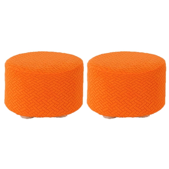 Ottoman Cover Small Stool Cover Stretch All-inclusive Slipcover Home Easy To Install-R-Orange2Pcs