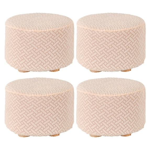 Ottoman Cover Small Stool Cover Stretch All-inclusive Slipcover Home Easy To Install-R-Yellow4Pcs