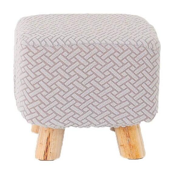 Ottoman Cover Small Stool Cover Stretch All-inclusive Slipcover Home Easy To Install-S-Gray1Pcs