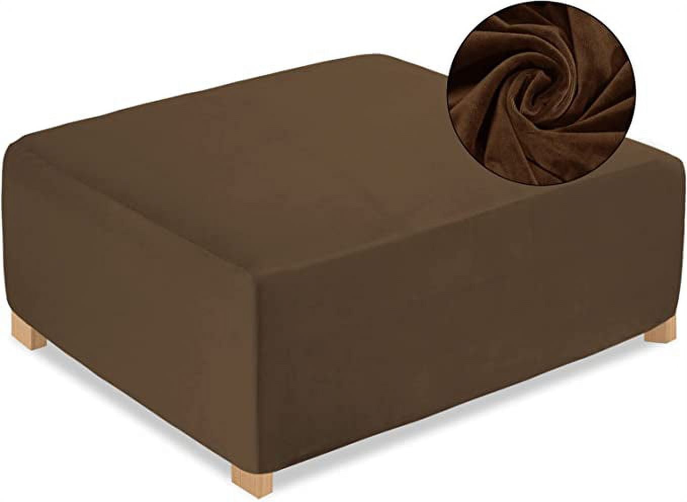 Ottoman Cover Velvet Storage Ottoman Slipcover Thick Stretchable