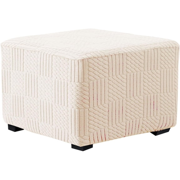 Ottoman Covers Slipcovers Square 24x24/18x18IN Storage Ottoman Lid Covers Slipcover Square Ottoman Footstool Cover Protector Covers with Elastic Bottom(Color 1,55x55cm/22x22in)
