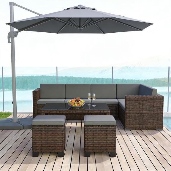 Ottoman Cubes Set of 2,Wicker Outdoor Ottomans