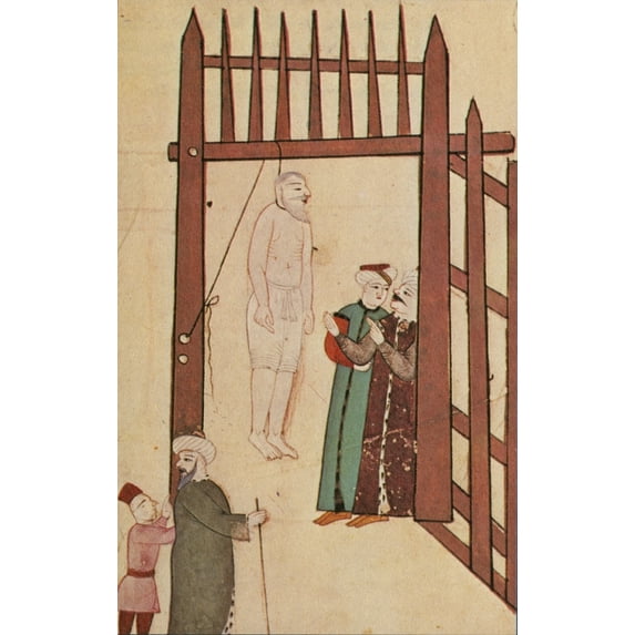 Ottoman Empire Execution. Na Method Of Execution During The Ottoman Empire. Turkish Miniature 15Th-16Th Century. Print