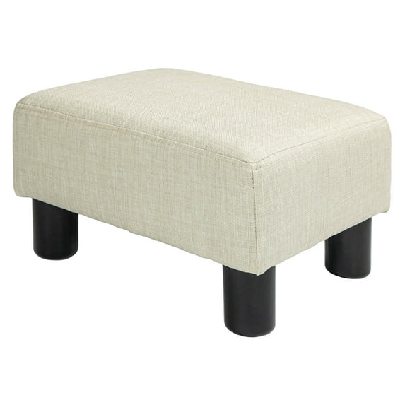 Ottoman Foot Rest, Small Foot Stool with Linen Fabric Upholstery and ...