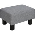 thumbnail image 1 of Ottoman Foot Rest, Small Foot Stool with Linen Fabric Upholstery and Plastic Legs, Cube Ottoman for Living Room, Gray, 1 of 9