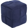 thumbnail image 1 of Ottoman Foot Rest Soft and Comfortable Ottoman Square Corduroy Woven Design Sofa Stool (Blue), 1 of 11