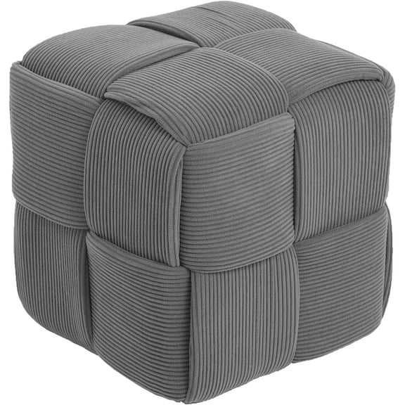 Ottoman Foot Rest Soft and Comfortable Ottoman Square Corduroy Woven Design Sofa Stool (Grey)